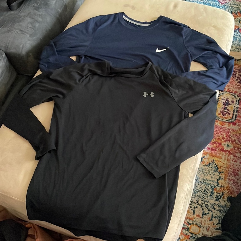 Dri Fit Nike long sleeve Small and Under Amour long sleeve.